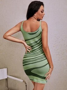 SHEIN SXY 條紋圖案緊身吊帶毛衣裙 - 彩色 - 查看 2