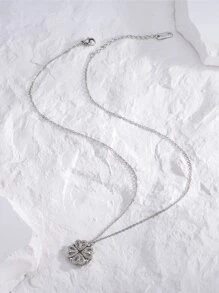 Rhinestone trang trí cỏ ba lá quyến rũ vòng cổ - Bạc - Xem 3