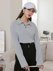 DAZY Polo領滴肩短袖t恤 - 灰色 - 查看 6