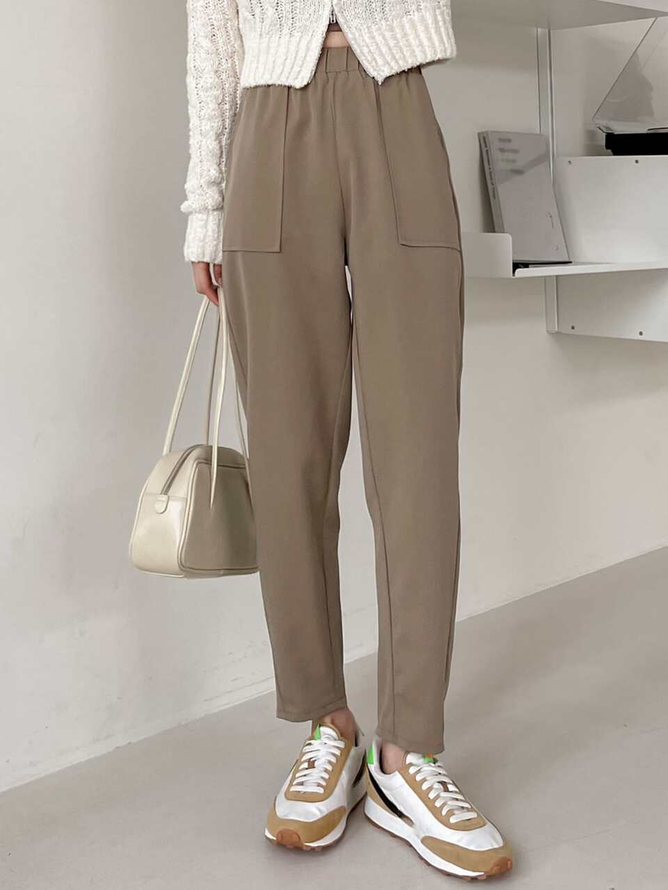 High Waist Slant Pockets Pants