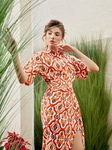 SHEIN Allover Print Drop Shoulder Shirt - Multicolor - View 5