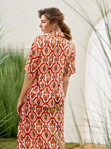 SHEIN Allover Print Drop Shoulder Shirt - Multicolor - View 9