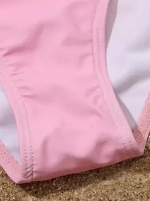 3 paquetes de conjunto de bikini teñido anudado y pantalones cubreviajes de verano para niña preadolescente - Rosa - Ver 3