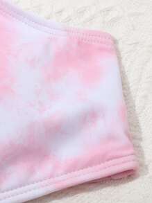 3 paquetes de conjunto de bikini teñido anudado y pantalones cubreviajes de verano para niña preadolescente - Rosa - Ver 4