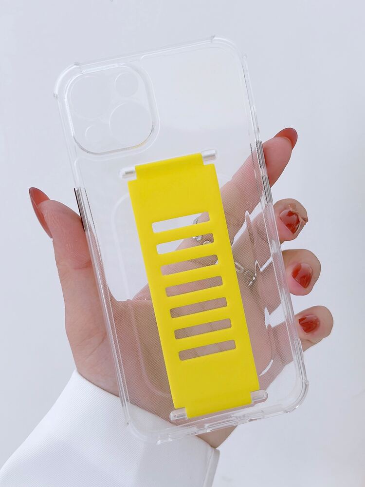 Clear Phone Case With Wristband - Yellow - View 2