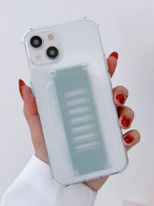 Clear Phone Case With Wristband - Blue - View 1