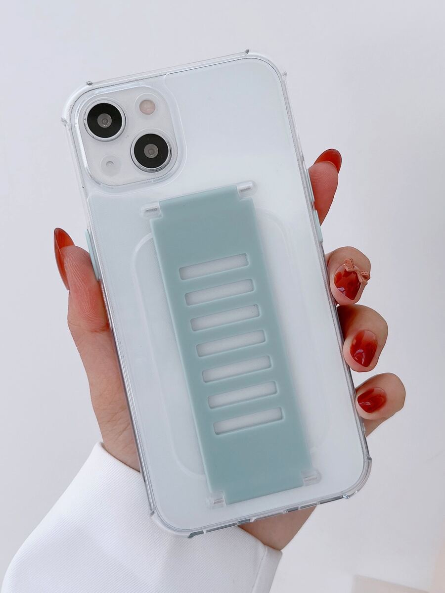 Clear Phone Case With Wristband - Blue - View 1