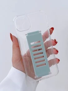 Clear Phone Case With Wristband - Blue - View 2