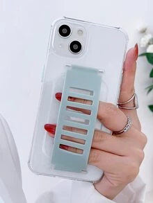Clear Phone Case With Wristband - Blue - View 3