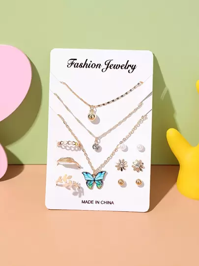 12入組女孩人造珍珠裝飾首飾套裝