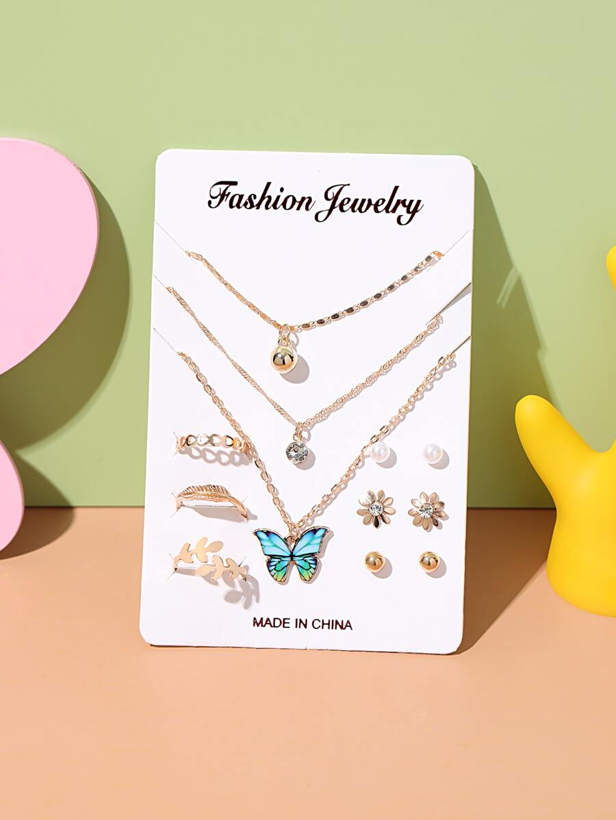 12入組女孩人造珍珠裝飾首飾套裝