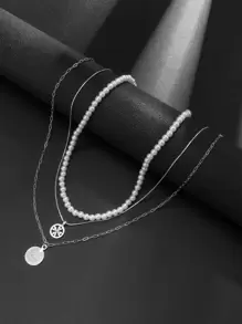 男士3入組硬幣墜飾項鍊