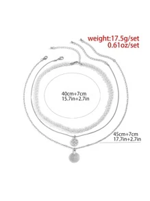 男士3入組硬幣墜飾項鍊