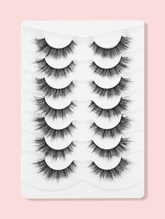 Cat Eye False Eyelashes, 7 Pairs 12mm Messy Cross-Imitation Wrap