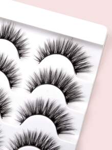 5pairs Full false lashes Tail Elongated 15mm Volumized Eyelashes False Eyelashes - Black - View 5