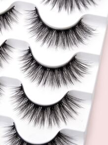 5pairs Full false lashes Tail Elongated 15mm Volumized Eyelashes False Eyelashes - Black - View 6