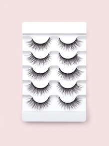 Full Hàng Mi Giả 5 Đôi Giả Chồn Hàng Mi Đuôi Thon Dài Chéo Lông Mi Giả Cho Nữ Mẹ Vợ Em Gái Teen Girl người Bạn - màu đen - Xem 1