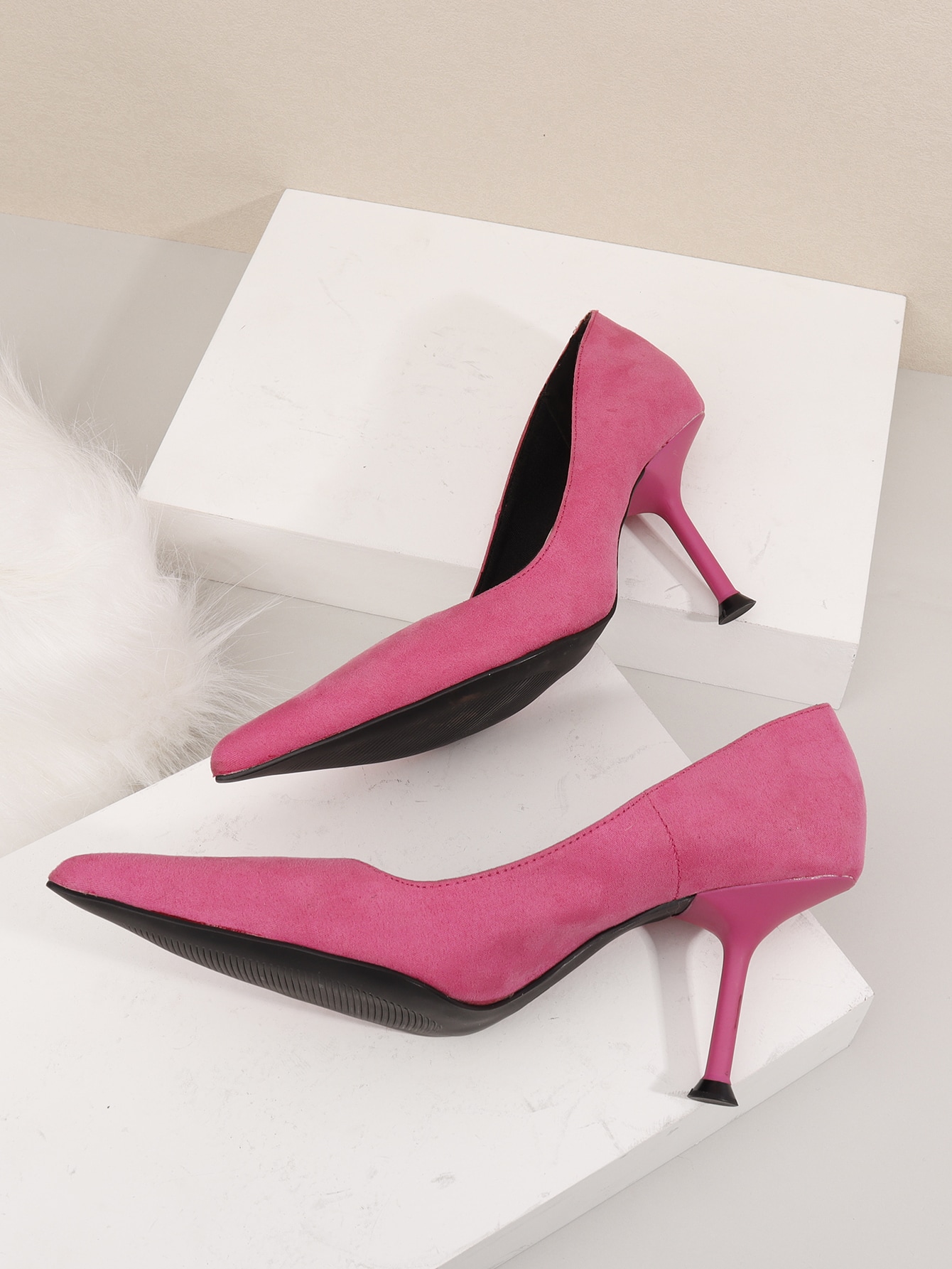 Zapatos de tacón de punta de ante | Mode de Mujer | SHEIN España