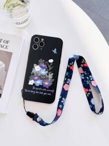 Ốp điện thoại họa tiết hoa hồng kèm dây đeo cổ, tương thích với iPhone 15 Pro Max, ốp mềm toàn diện, phiên bản quốc tế, không phải phiên bản nội địa. - Nhiều màu - Xem 1