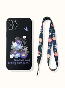 Ốp điện thoại họa tiết hoa hồng kèm dây đeo cổ, tương thích với iPhone 15 Pro Max, ốp mềm toàn diện, phiên bản quốc tế, không phải phiên bản nội địa. - Nhiều màu - Xem 2