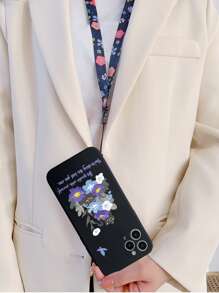 Ốp điện thoại họa tiết hoa hồng kèm dây đeo cổ, tương thích với iPhone 15 Pro Max, ốp mềm toàn diện, phiên bản quốc tế, không phải phiên bản nội địa. - Nhiều màu - Xem 4