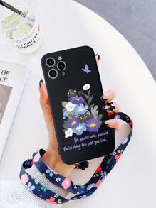 Ốp điện thoại họa tiết hoa hồng kèm dây đeo cổ, tương thích với iPhone 15 Pro Max, ốp mềm toàn diện, phiên bản quốc tế, không phải phiên bản nội địa. - Nhiều màu - Xem 5