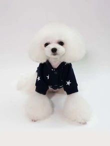 Star Print Pet Coat - Màu xanh hải quân - Xem 4