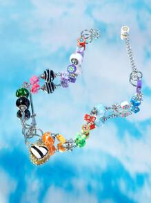 SHEIN ICON 1入組心形珠鍊（附隨機配件） - 彩色 - 查看 2