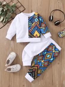 Baby Boy Graphic Print Sweatshirt & Joggers - Multicolor - View 1