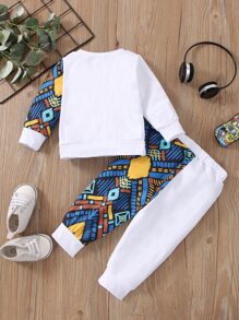 Baby Boy Graphic Print Sweatshirt & Joggers - Multicolor - View 2