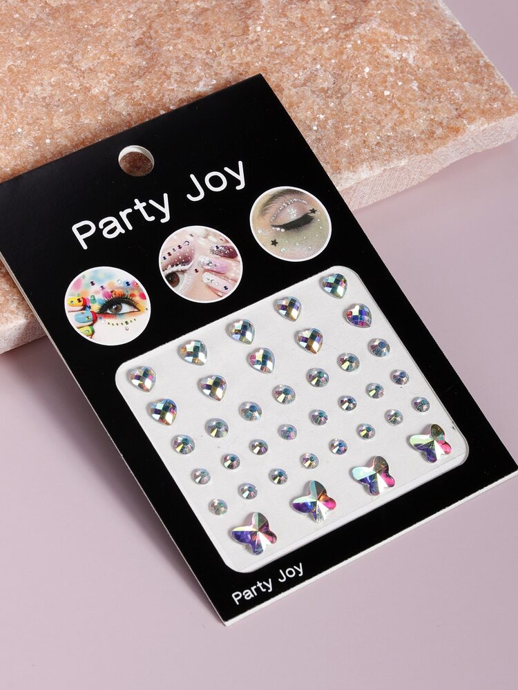 1 hoja Pegatina tatuaje facial con corazón con diamante de imitación - Multicolor - Añade 1