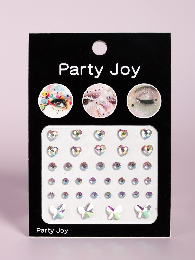 1 hoja Pegatina tatuaje facial con corazón con diamante de imitación - Multicolor - Añade 5