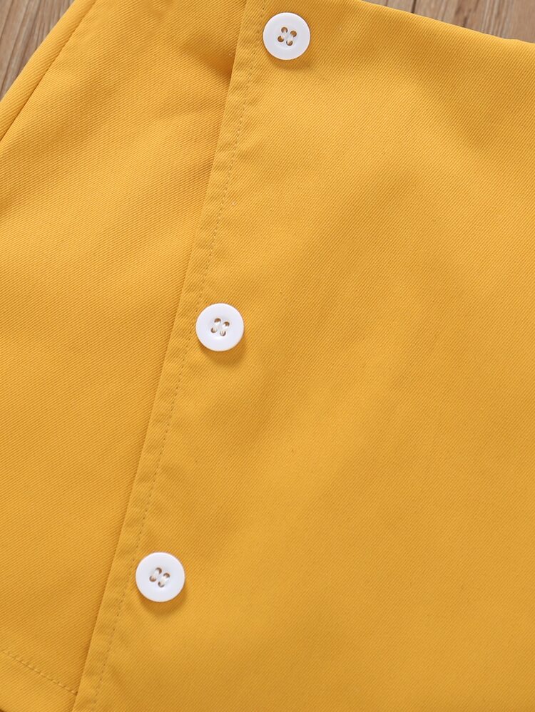 小女童愛心圖案前蝴蝶結荷葉邊上衣和不對稱下擺裙裤 - 彩色 - 查看 5