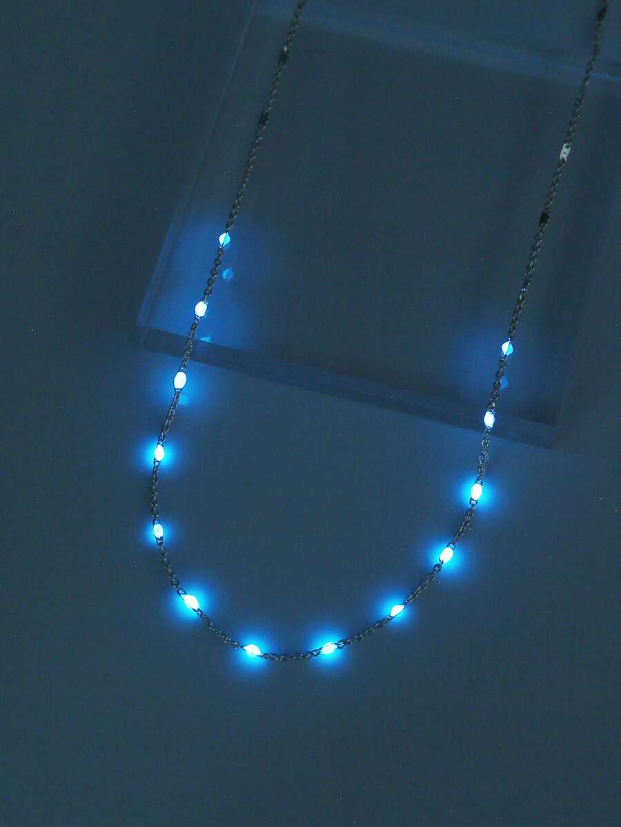 Vòng cổ trang trí hạt phát sáng trong bóng tối - Bạc - Xem 1