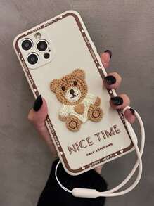 Cartoon Bear Phone Case With Lanyard Compatible With iPhone15/15Plus/15Pro/15Promax - Multicolor - View 1