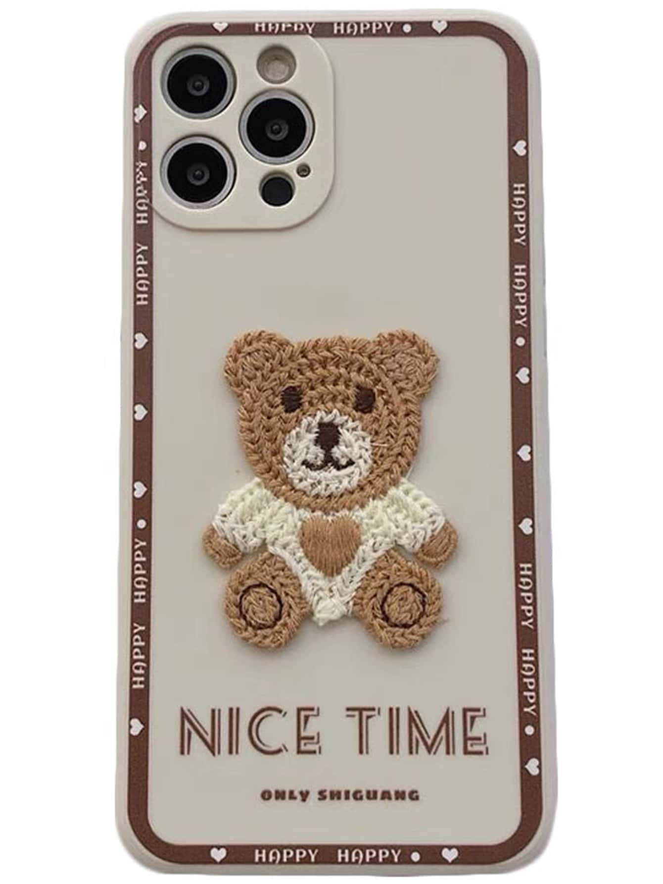 Cartoon Bear Phone Case With Lanyard Compatible With iPhone15/15Plus/15Pro/15Promax - Multicolor - View 3