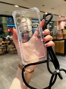 透明插卡槽附帶繩子手機外殼 - 無色 - 查看 2