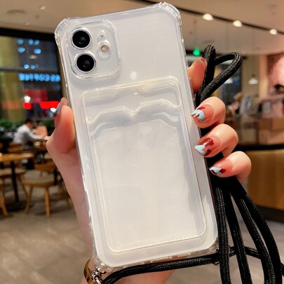 Clear Card Slot Phone Case With Lanyard