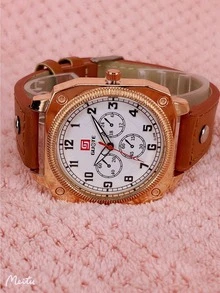 Đồng hồ thạch anh ba mặt số nam - màu nâu - Xem 3