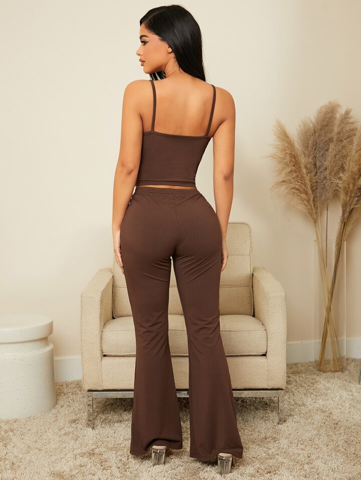 Our Rib-Knit Cami Top & Ruched Drawstring Pants Lounge Set Outfit