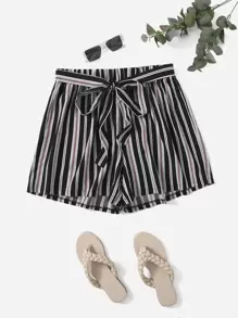 Quần Short kích thước lớn Thắt lưng Sọc Boho - Nhiều màu - Xem 1