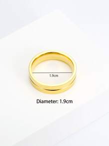 MONALLY Anillo sólido minimalista de acero inoxidable para hombres de moda y populares para regalo de joyería y para una apariencia elegante - Amarillo Oro - Ver 3