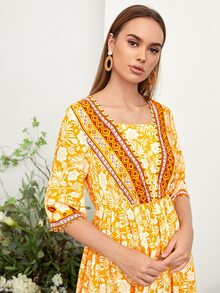 SHEIN Đầm Hoa Bộ lạc Boho - Nhiều màu - Xem 5