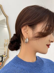 DAZY 極簡風格開口耳環 - 銀色 - 查看 6