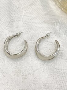 DAZY 極簡風格開口耳環 - 銀色 - 查看 8