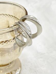 DAZY 極簡風格開口耳環 - 銀色 - 查看 9