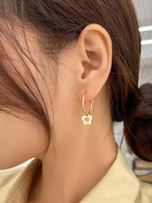 DAZY 花朵吊坠耳环 情人节、妈妈、母亲、母亲节、礼物 - 金黃色 - 查看 2