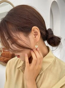 DAZY 花朵吊坠耳环 情人节、妈妈、母亲、母亲节、礼物 - 金黃色 - 查看 1