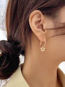 DAZY 花朵吊坠耳环 情人节、妈妈、母亲、母亲节、礼物 - 金黃色 - 查看 3