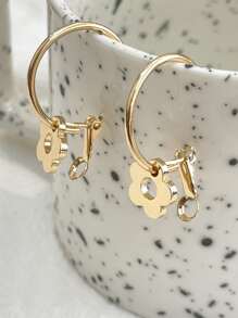 DAZY 花朵吊坠耳环 情人节、妈妈、母亲、母亲节、礼物 - 金黃色 - 查看 7